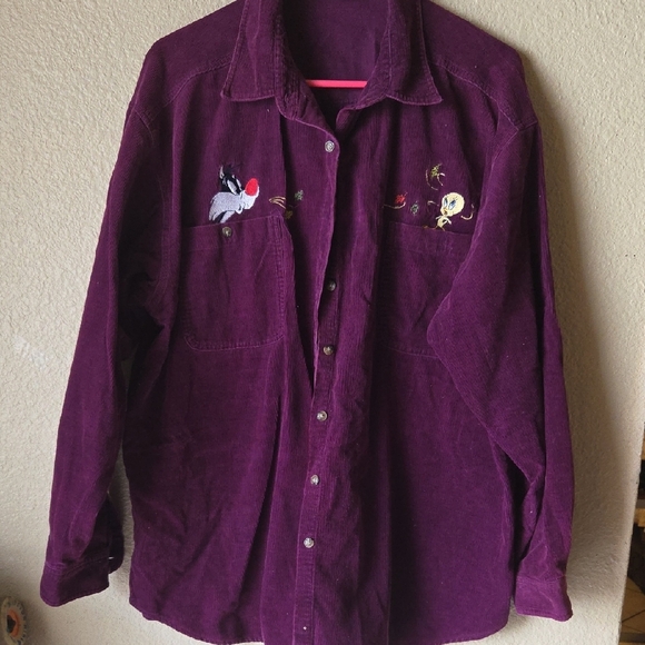 Warner Bros. Jackets & Blazers - Warner Bros. Vt Purple Corduroy Looney Tunes Shirt,sz Xl.